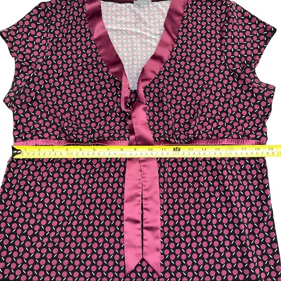 Ann Taylor purple multicolor pattern v-neck faux wrap top XL - Picture 9 of 9